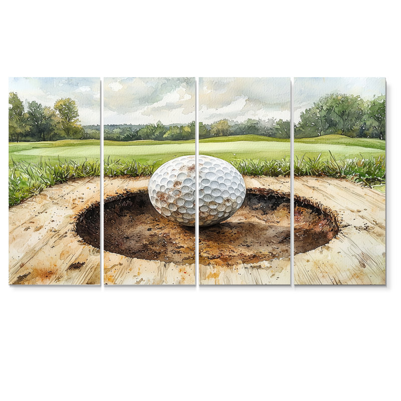 Chasser le pin, paysage de golf I - art mural golf - art mural moderne, H 28 po x l 48 po, 4
