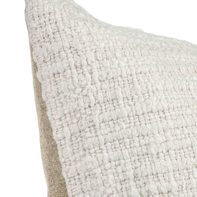 Coussin décoratif en mélange de lin Fable, Rectangle H 14 po x l 20 po, Ivoire ivoire