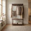 Mattera Natural Bamboo Wooden Clothes Rack, Garment Rail Garment Rack Open Wardrobe, Storage Shelves Bedroom-2104322633