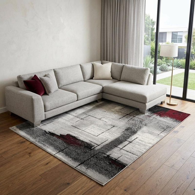 Tapis noir bourgogne et gris Korhan, Rectangle 8 pi x 11 pi