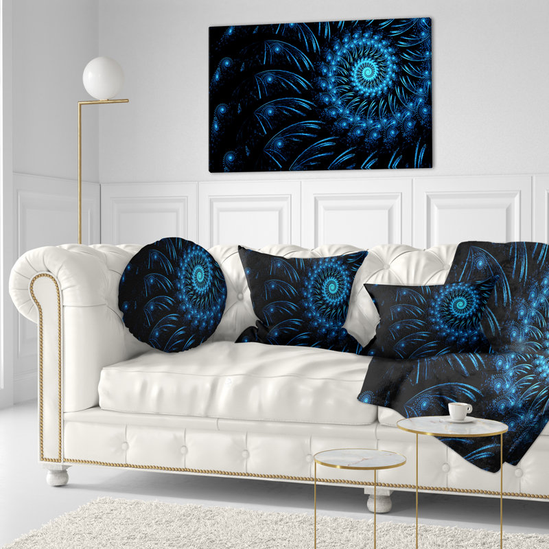 Coussin , Rectangulaire, Bleu, 12 po x 20 po