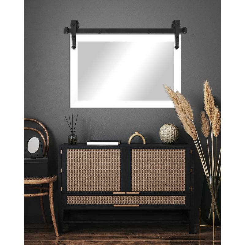 Conner Rea Flat Wall Mirror, Glossy White, 42" x 27"