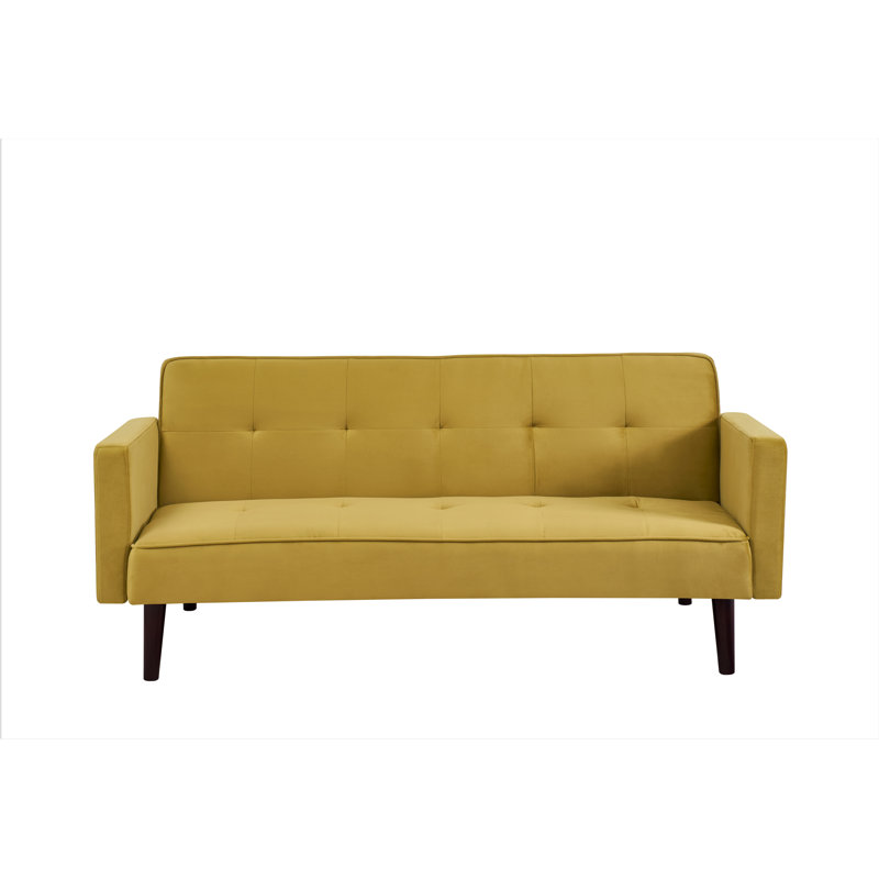 Canapé convertible capitonné de 72 po de largeur, Jaune doré