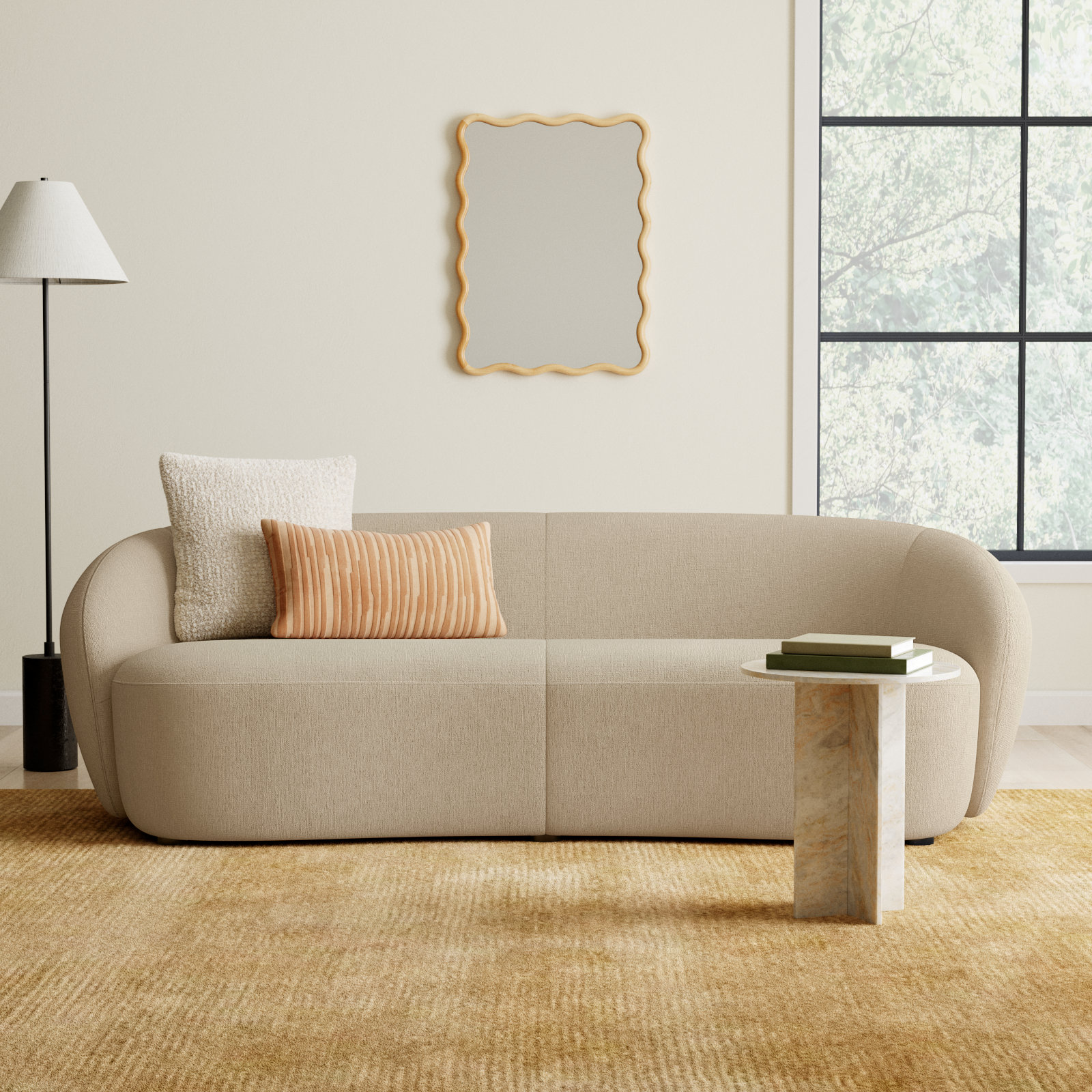 Amadora 90" Upholstered Sofa, Capri Wicker Chenille