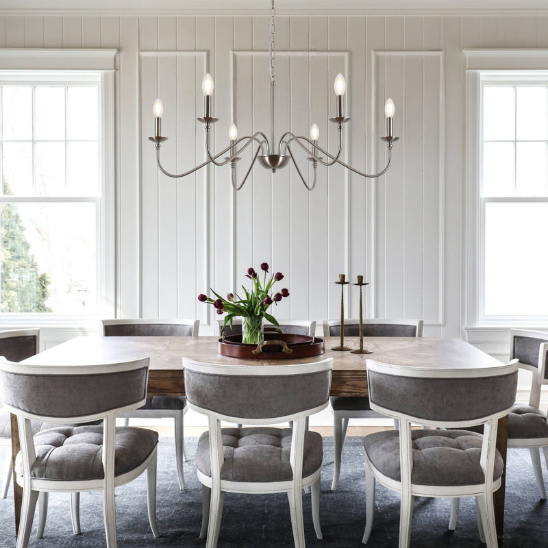 Buckhurst 6-Light Classic / Traditional Chandelier Farmhouse Candle Style Ceiling Lights for Living Room, Foyer, Entryway-34.64"W x 76.77"H