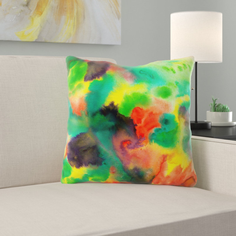 Coussin décoratif aquarelle Bustos, Microsuède, Intérieur
