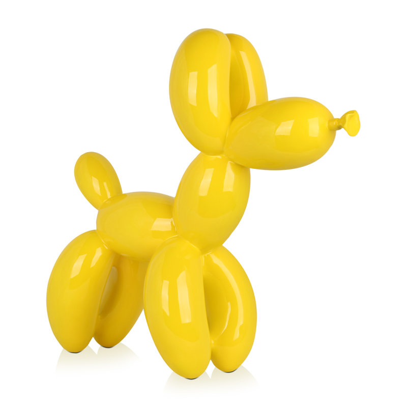Dog Balloon Large Resin Statue, Yellow, 62cm H x 64cm W x 23cm D