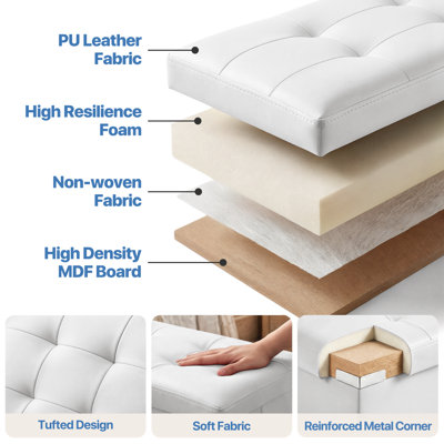 30" Upholstered Folding Storage Ottoman, PU Leather Tufted Footrest End of Bed Bench with Padded Seat
