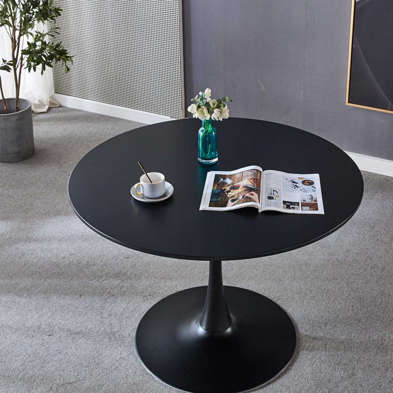 Table de salle à manger ronde moderne blanche et table basse, plateau en panneau de fibres à densité moyenne 24 po