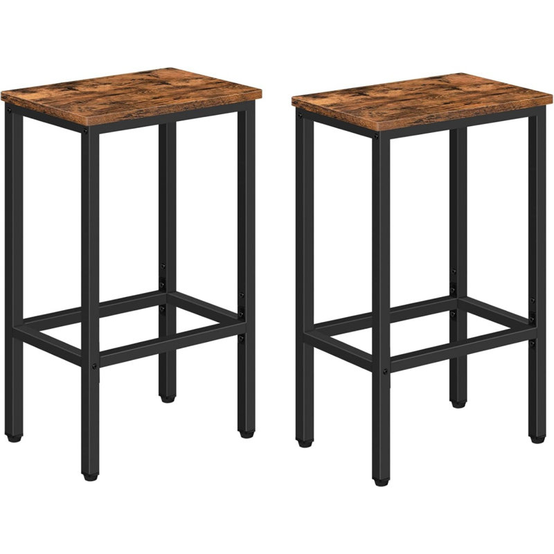 Tabourets de bar, ensemble de 2 chaises de bar, tabourets de bar avec repose-pieds pour la cuisine, tabourets de salle à manger de 25,8 po, chaises de bar industrielles rectangulaires, pour salle à manger, cuisine, brun rustique