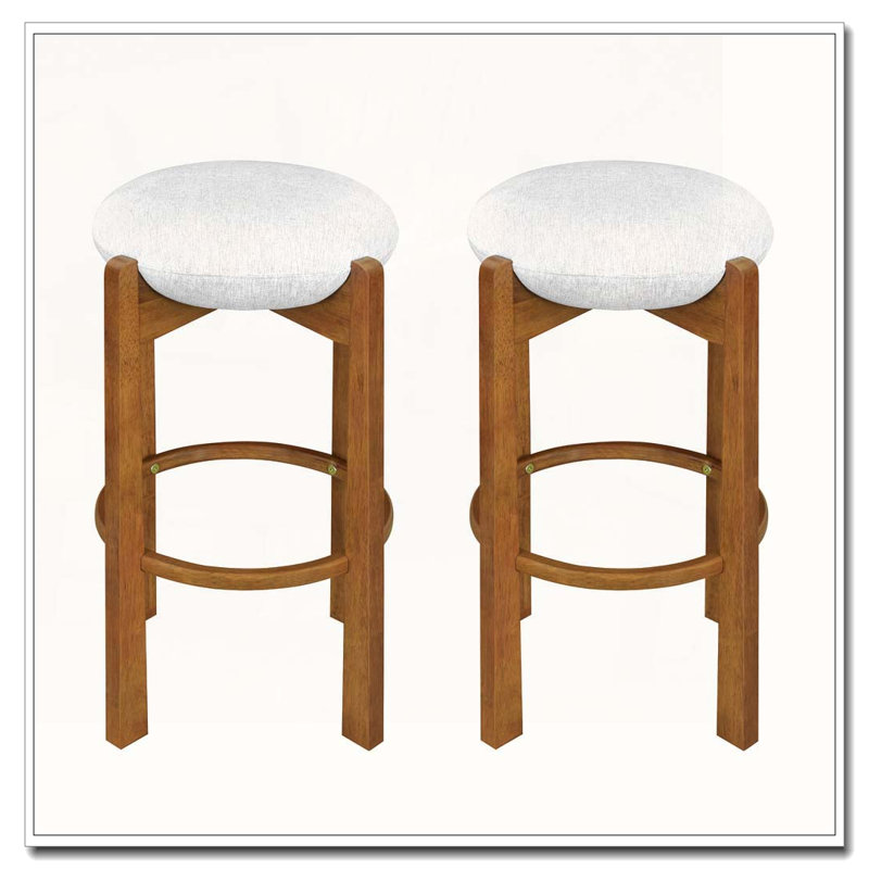 Wooden Upholstered Barstool, Walnut