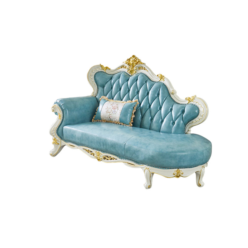 Chaise longue rembourrée en bois massif de style européen