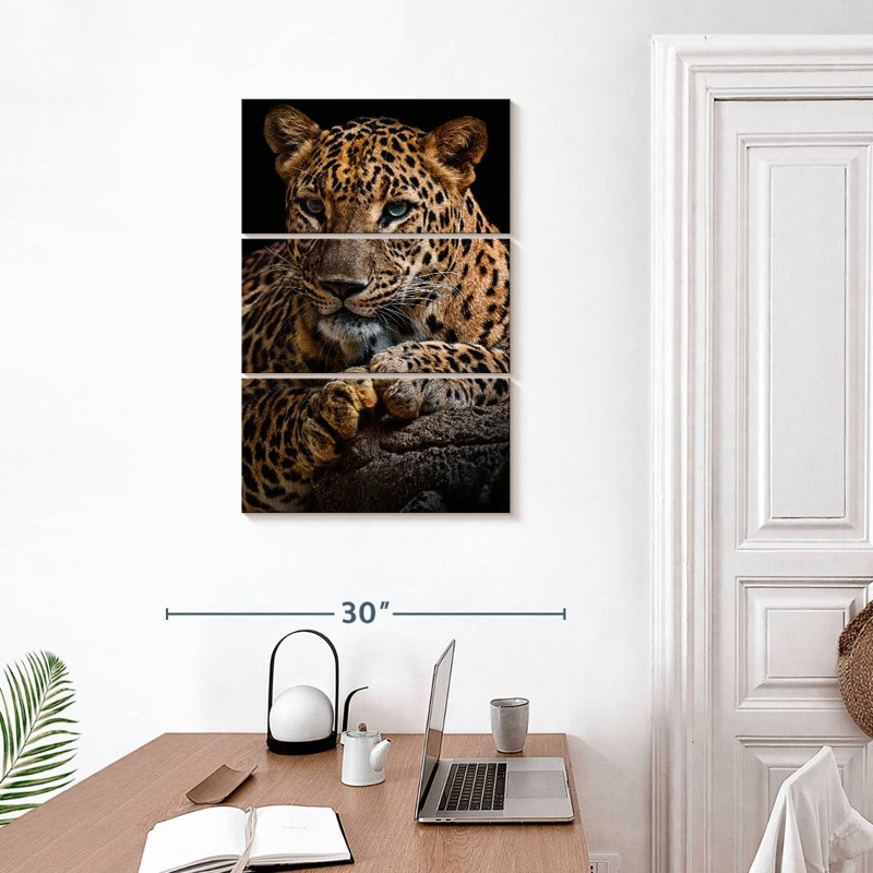 Brampt Leopard On A Log, 32" H x 20" W