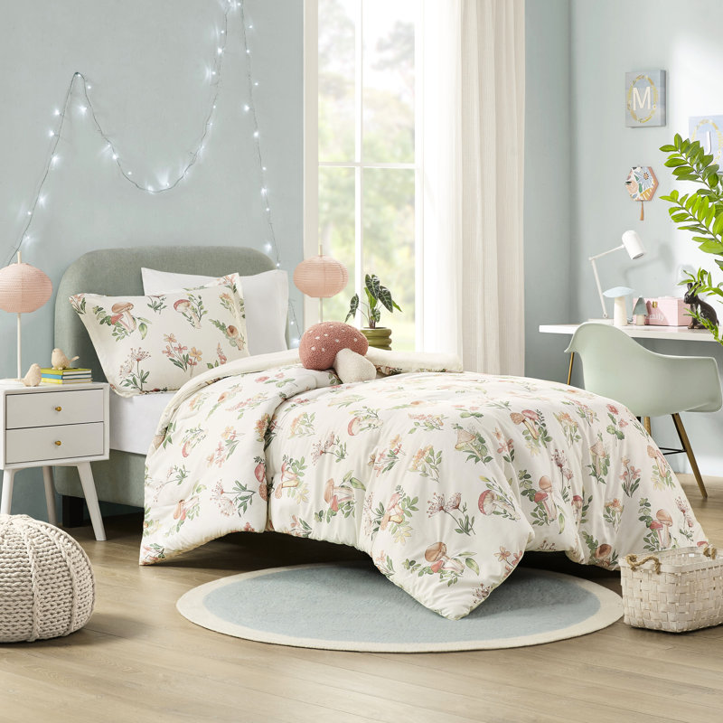 Édredon simple / simple TG avec imprimé floral et champignon, rembourrage pour oreiller de jardin microbien