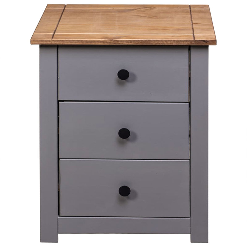 Macias 46cm W Solid Wood Bedside Table, Grey/Brown
