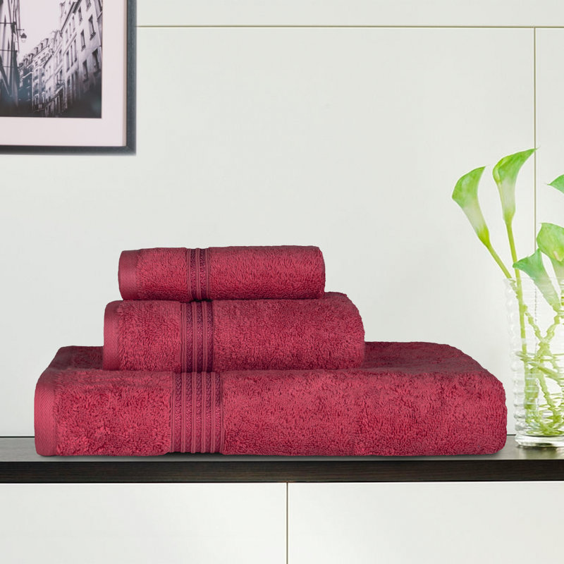 Ensemble de serviettes Blaylock 100% coton standard (ensemble de 3), Bourgogne