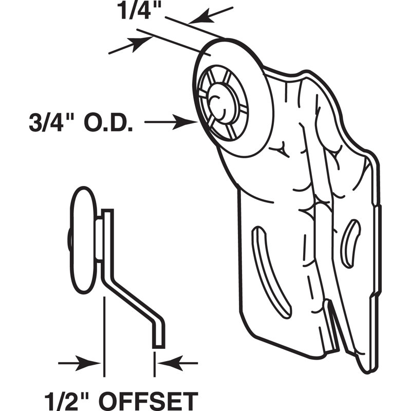 1/2 in. Offset, 3/4 in. Front Closet Door Roller, Cox Doors (2 Pack)