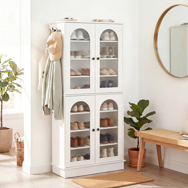32 Pair Shoe Cabinet With Adjustable Shelves, 68.9" Tall Storage Cabinet for Entryway, Closet, Living Room, Dorm