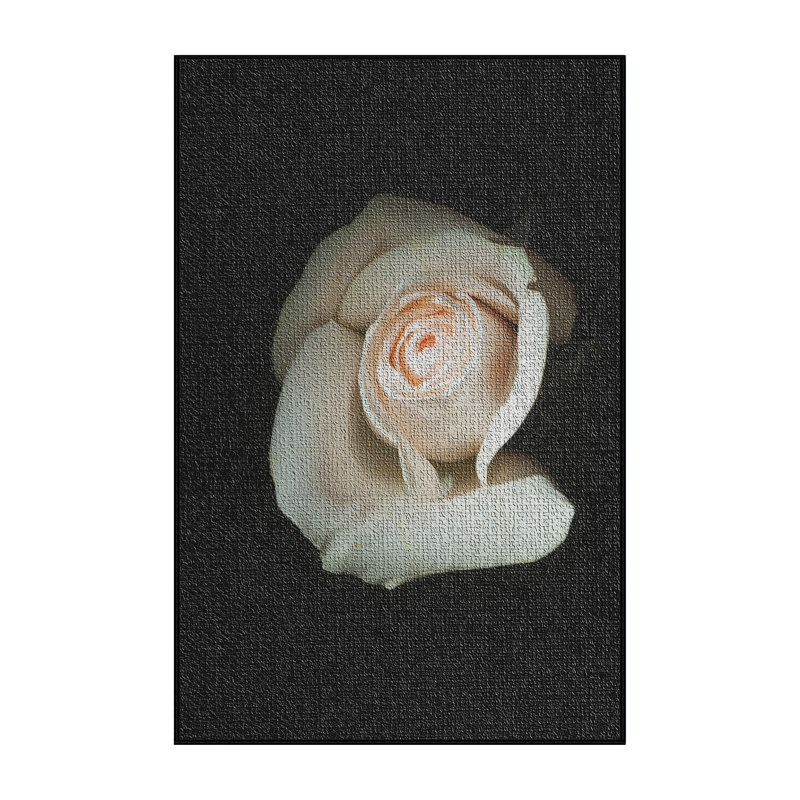 Tapis blanc avec fleurs et fond 44, Rectangle 2 pi x 4 pi