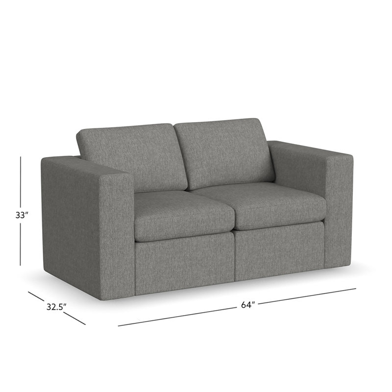 Lockheart 64 inch 3-Seat Modular Sofa Smoke Square Arm, Smoke 