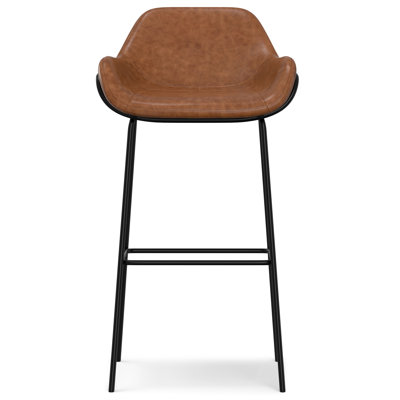 Mira Upholstered Vegan Faux Leather Contemporary Bar Stool with Cushioned Seat and Back