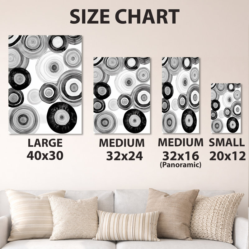 Cercles radiaux en monochrome - décor géométrique abstrait en métal, impression moderne sur métal, 30" W x 40" H
