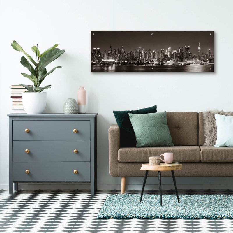 «Midtown Manhattan Skyline» par Epic Portfolio, art mural en verre acrylique, H 16 po x l 48 po