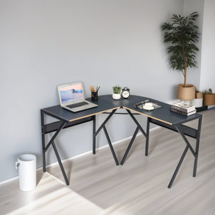 Alisson L-Shaped Metal Base Computer Desk