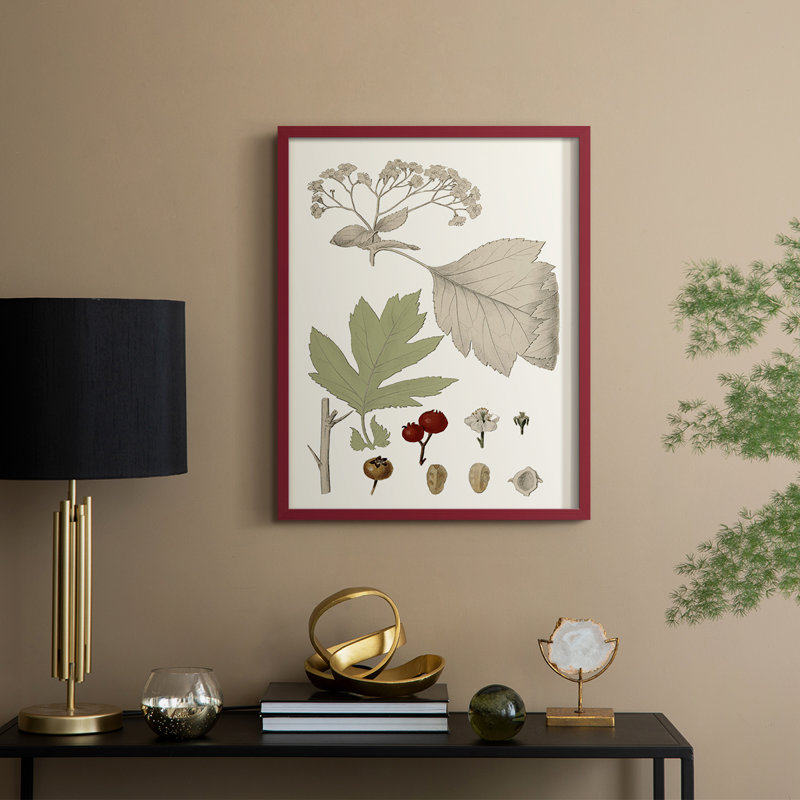 Feuilles et baies II, reproduction encadrée - bois massif