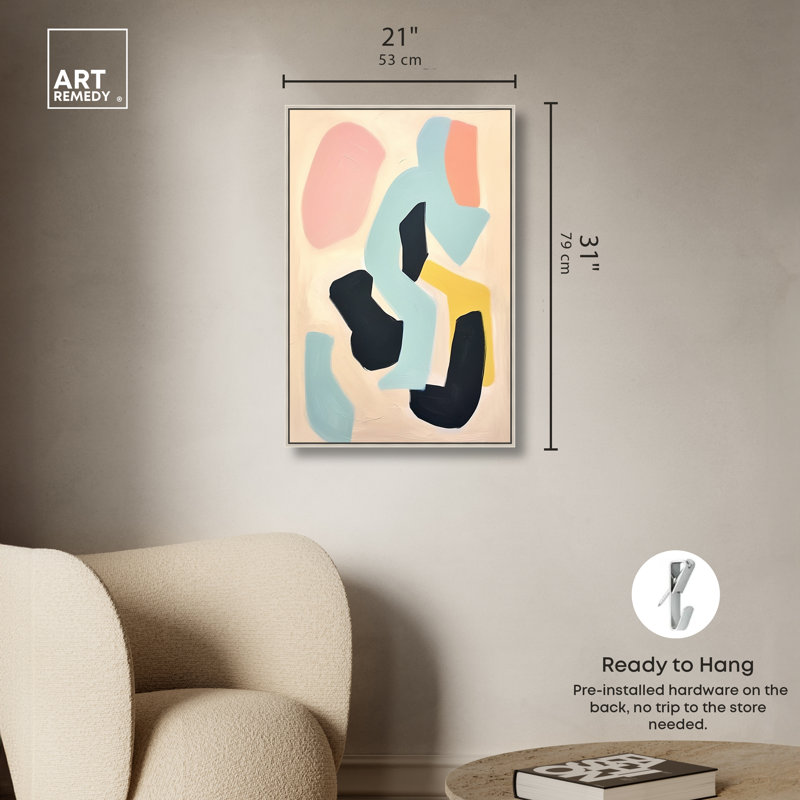 Art mural tendance Melt My Bling Abstract Shapes par Art Remedy, Cadre argenté, H 31 po x l 21 po
