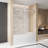 Frameless Single Sliding Shower Door, 1/4 "(6 Mm) Clear Tempered Glass, Explosion Proof Film, Stainless Steel Handle  Square Tube Track-120558937