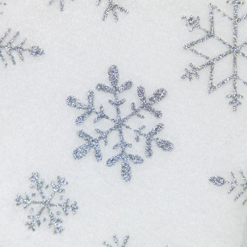White and Silver Snowflakes Christmas Stocking with Folded Cuff