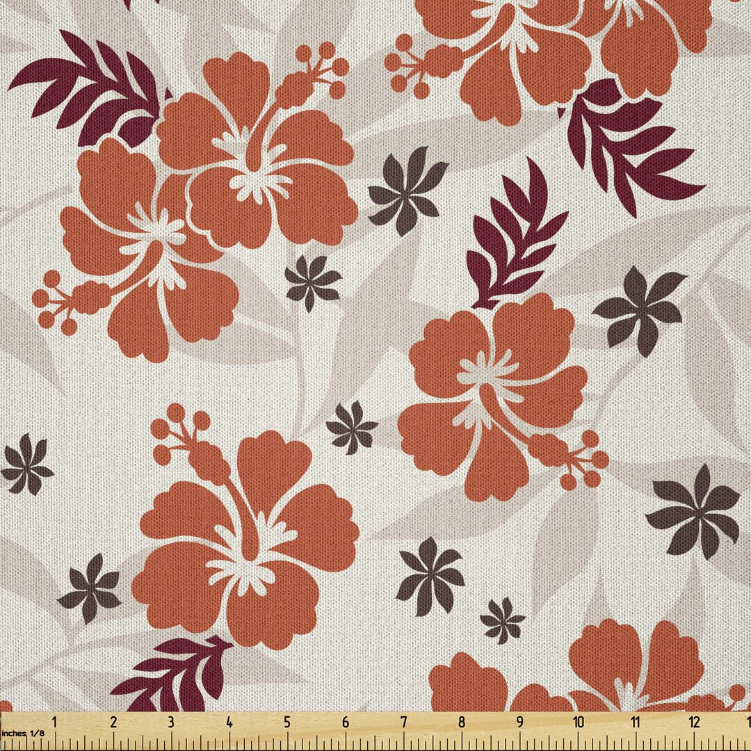 Stoff als Meterware, Aloha State Laub, Hawaii, Orange Rubin Dunkle Taupe