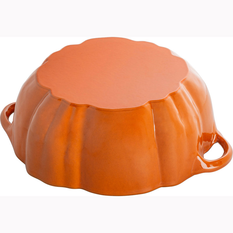 Cast Iron 3.5 Qt Pumpkin Cocotte with Stainless Steel Knob, Burnt Orange
