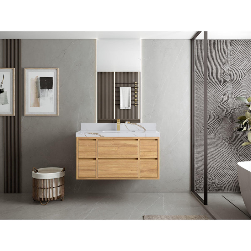 Teck flottant Madison X P 22 po De salle de bain Empira blanc quartz, Or Calacatta