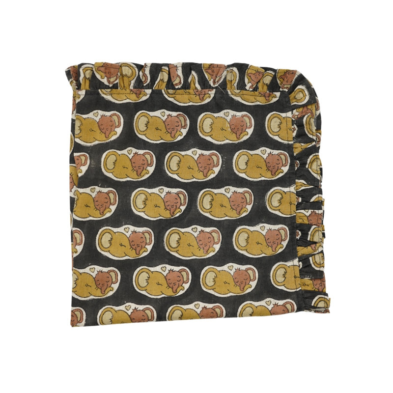 Fabdivine Vintage 18x18 inch Frill Napkin Ideal for Kitchen & Dining Table, set of 6, Elephant, Black/Brown