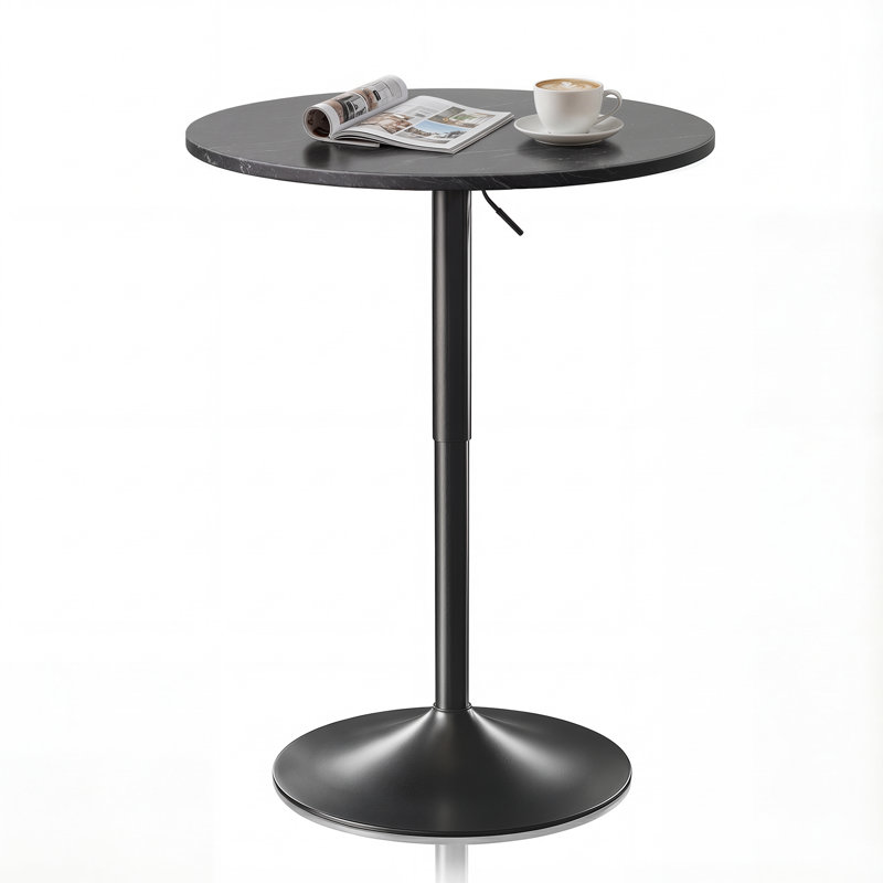 Table bistro Valencia Holton à hauteur ajustable avec base en métal robuste et plateau en panneau de fibres à densité moyenne Valencia