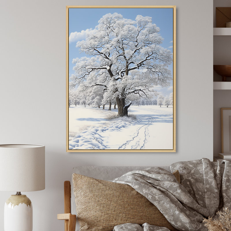 «Lorrianne White Tree Winters Grace», reproduction sur toile, H 32 po x l 16 po x P 1 po, Cadre naturel flottant
