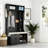 The Black Hall Tree Entryway Cabinet Features 6 Practical Hooks, Along With A Coat Rack And Storage Bench, Making Entryway Organization Easier.