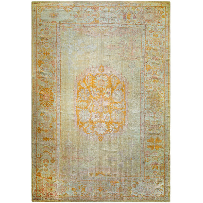 Tapis Oushak crème clair et doré