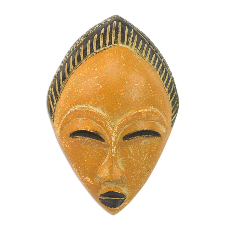 Décoration murale masque africain, Orangé