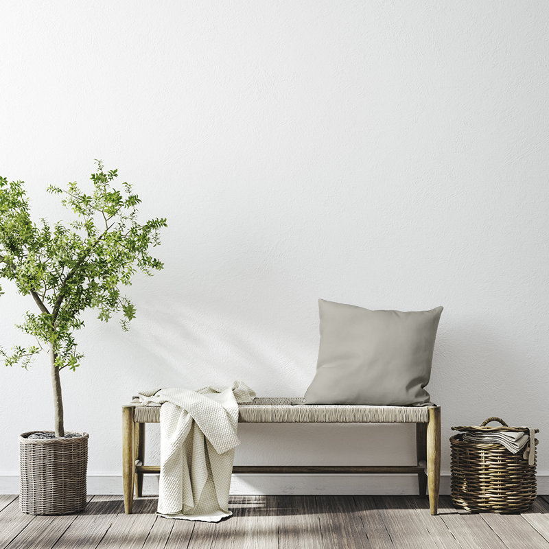 Housse de coussin Ajibola, 20 po x 20 po, Avoine, Polyester/ bourre en polyester