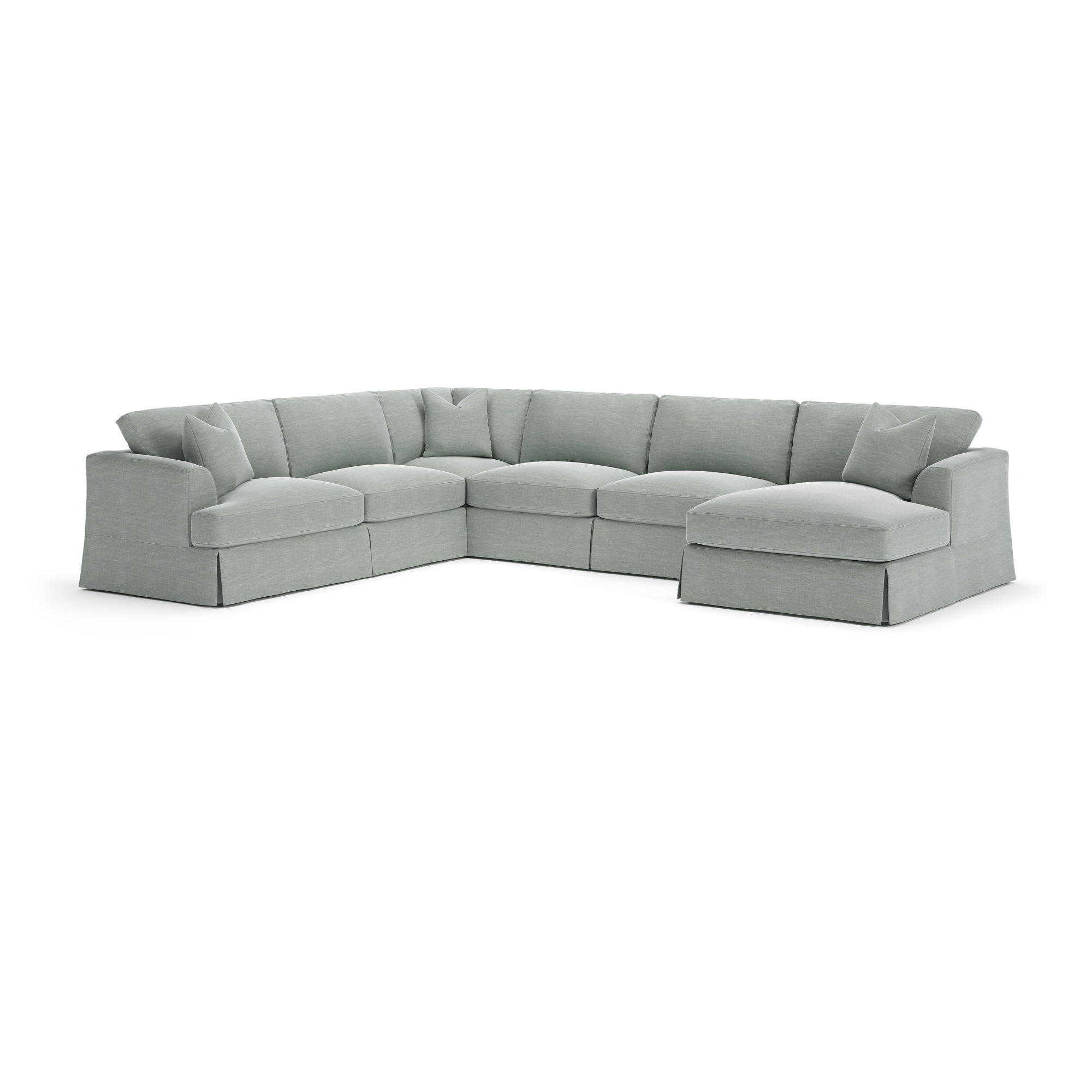 Lucia 5 - Piece Slipcovered Sectional, Conversation Capri Basketweave, Right Hand Facing