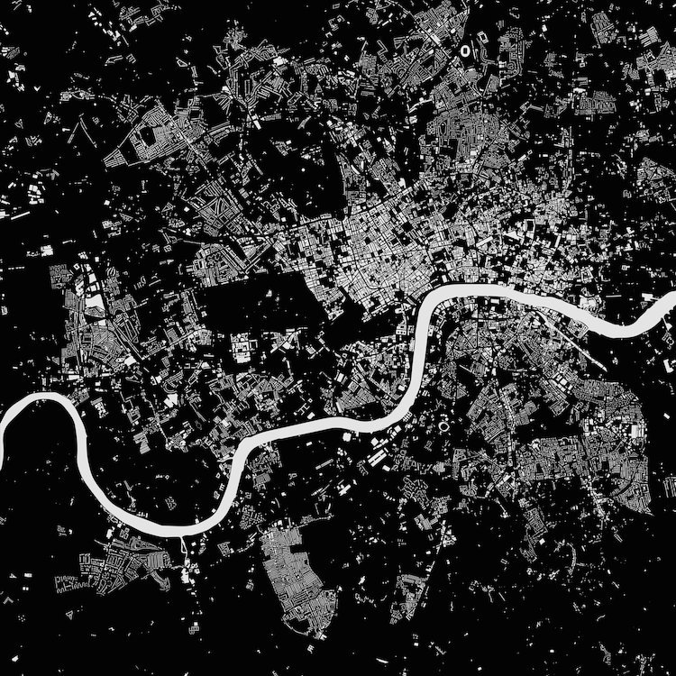 « london », impression sur toile tendue, H 12 po x l 12 po x P 1,5 po