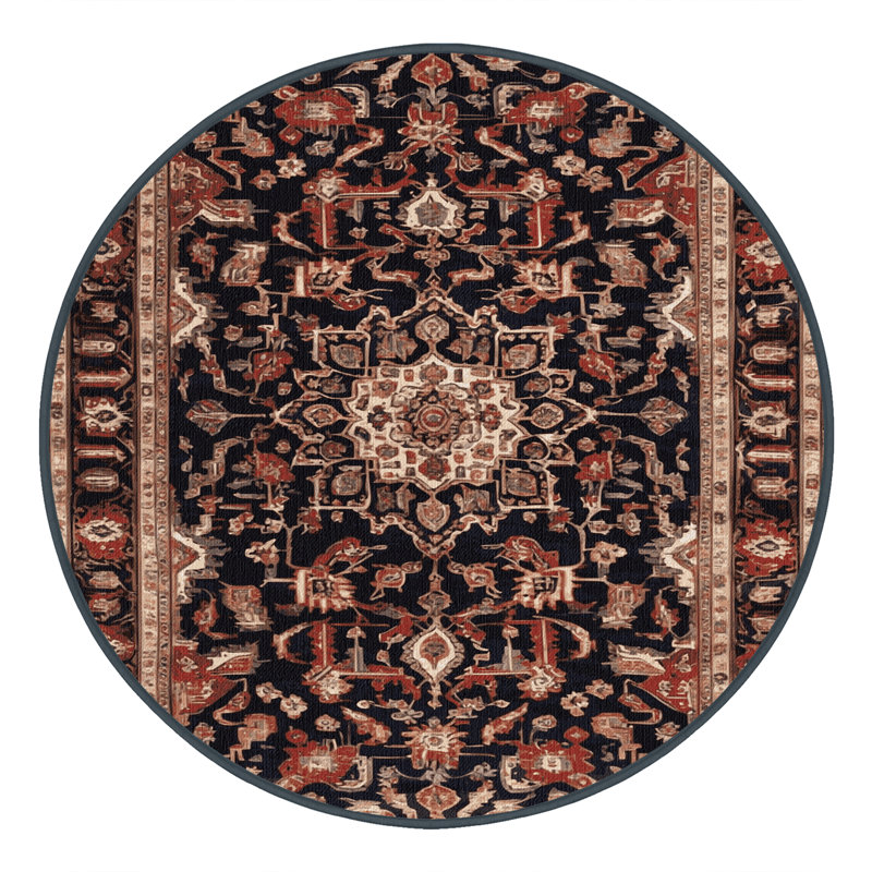 Tapis brun lavable à la machine, Rond 7 pi