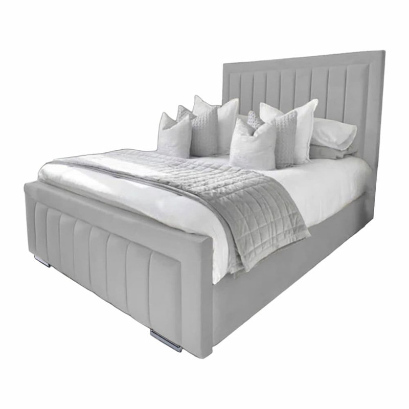 Abianna Upholstered Bed, Light Silver, Kingsize (5')