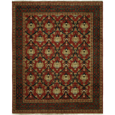 Skegness Wool Oriental Area Rug in Cinnamon/Brown/Beige/Black