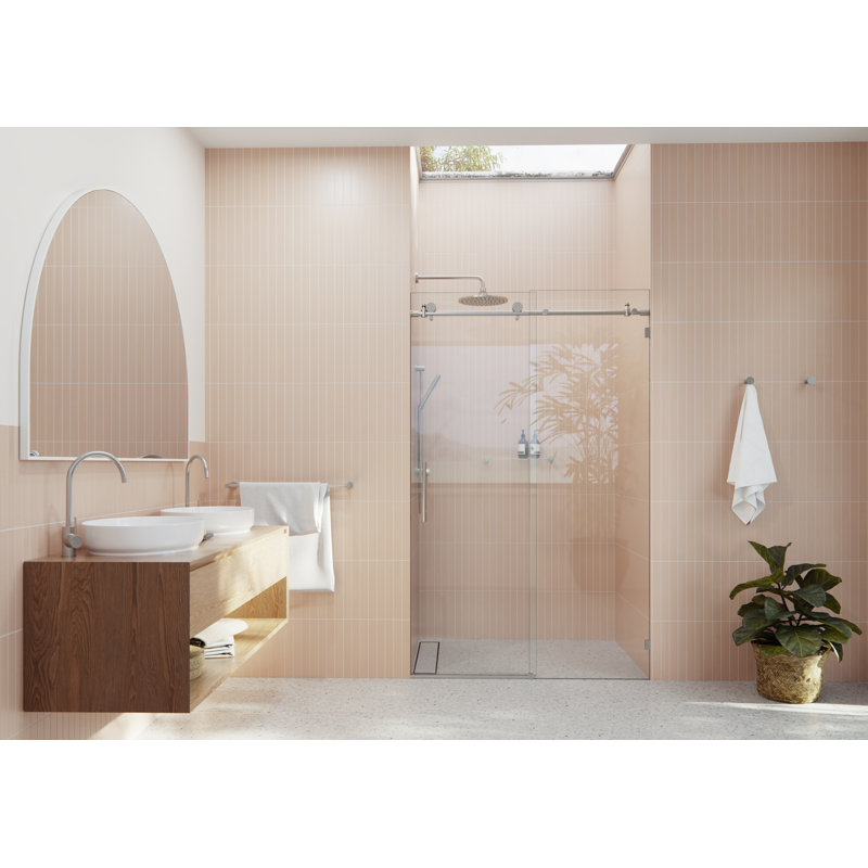 Eclipse 44 - 48 in. x 78 in. Fully Frameless Sliding Shower Door, Brushed Nickel