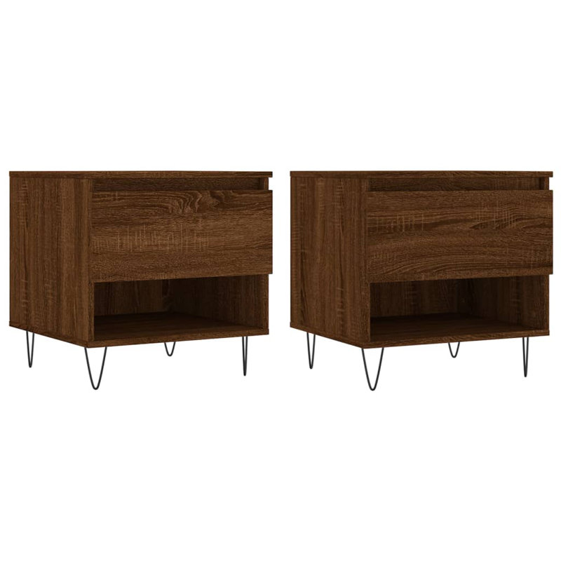 Four Leg Coffee Table with Storage, Brown Oak