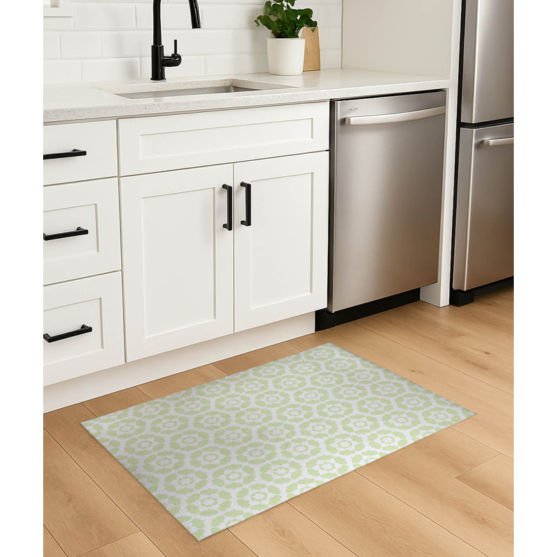 Cleo Lightweight Non-Slip Kitchen Mat, Lime, Rectangle 5' x 7'